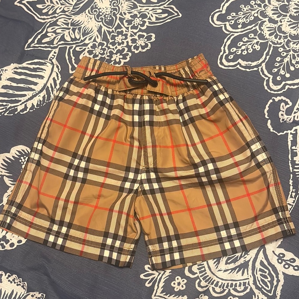 Boys Burberry Malcolm Check Swim Trunks